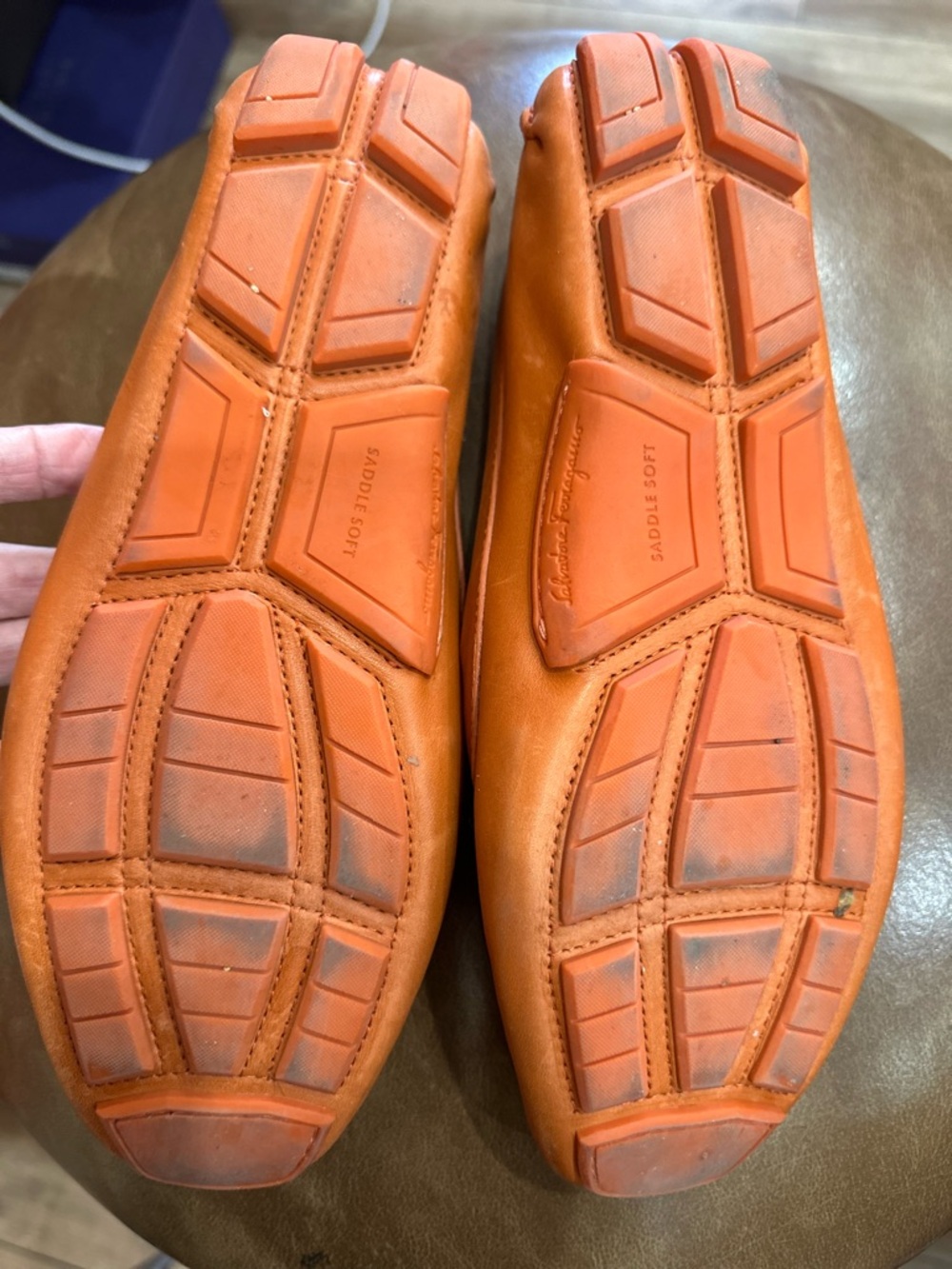 Salvatore Ferragamo Orange Leather Horse Bit Loafers/Drivers size 9.5 - Picture 9 of 9